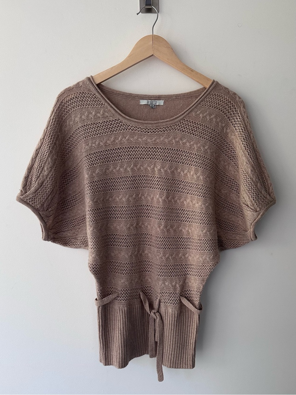 NWT | BB Dakota | Camel Short Sleeve Batwing Fine Knit Sweater